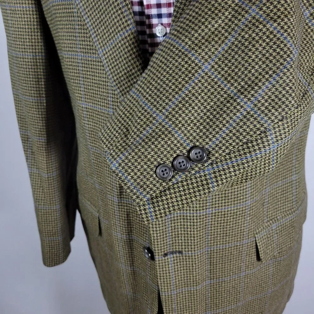 Saks Fifth Avenue KINGSWOOD SPJ Men's Sport Coat‎ Blazer Houndstooth Beige 42R